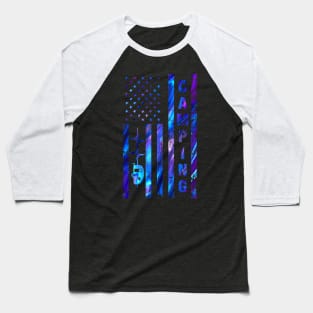 Camping America Flag Heartbeat Shirt Baseball T-Shirt